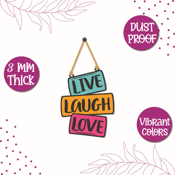 Live Laugh Love Wooden Wall Hanging - Decor