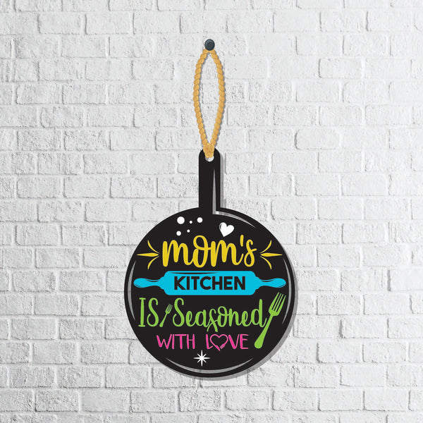 Mom's Kitchen is seasoned with Love Wooden Wall Hanging
