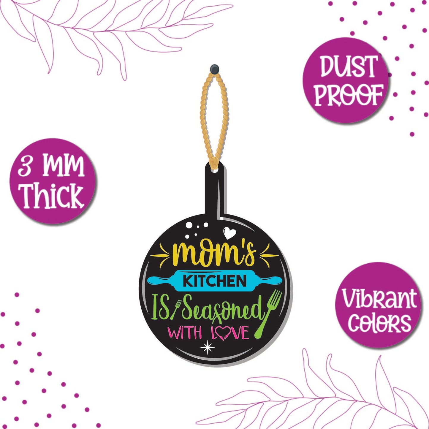 Mom's Kitchen is seasoned with Love Wooden Wall Hanging