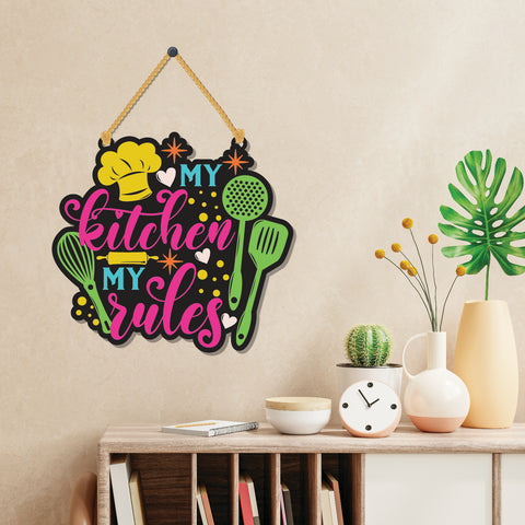 My kitchen my rules Wooden Wall Hanging