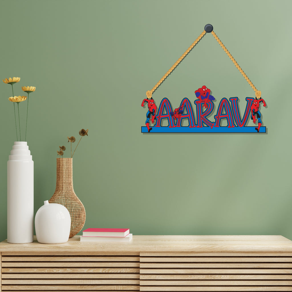 Custom Spider Name Wall Decal Personalized Superhero Name Decals Spidey Wall-Decal For Kids Son Vinyl Decals For Home & Room Décor, Peel & Stick Wall Art For Nursery, Kids & Teens
