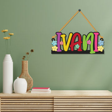 Star Theme Kids Name Personalized Wooden Wall Hanging
