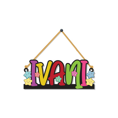Star Theme Kids Name Personalized Wooden Wall Hanging