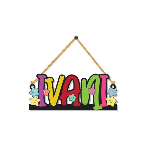 Star Theme Kids Name Personalized Wooden Wall Hanging