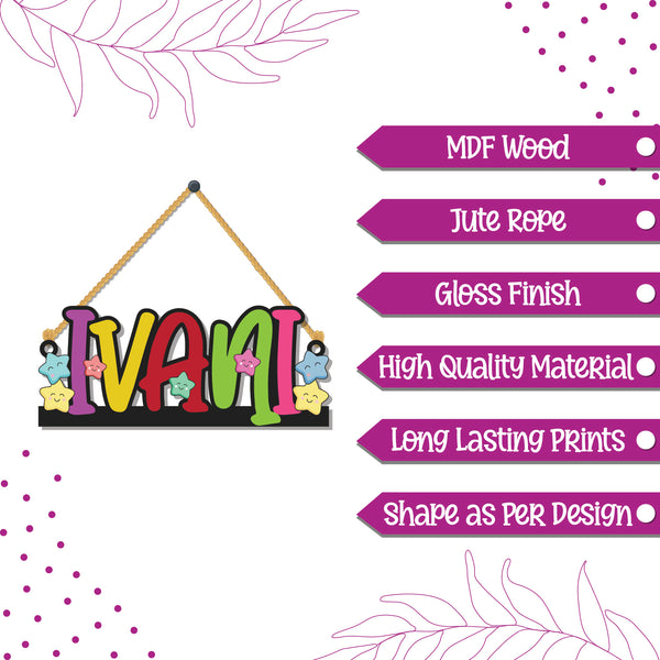 Star Theme Kids Name Personalized Wooden Wall Hanging