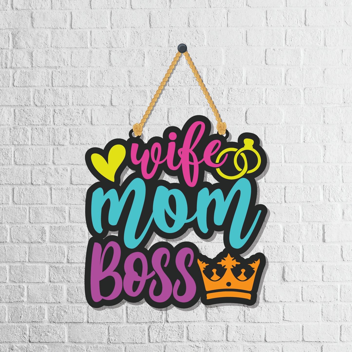 Wife Mom Boss Wall Hanging