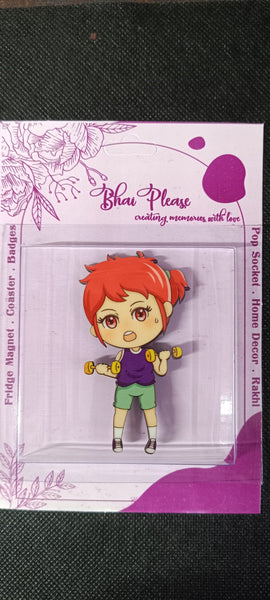 Female Workout Wooden Fridge Magnet