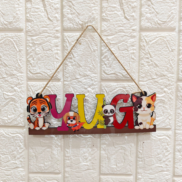 Animal Theme Kids Name Personalized Wooden Wall Hanging