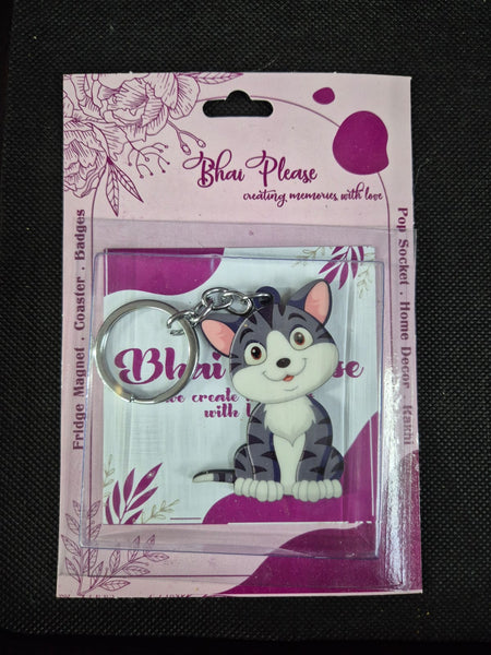 Cat Wooden Keychain