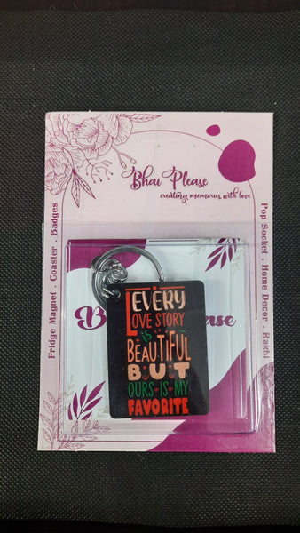 Every Love Story Wooden Keychain