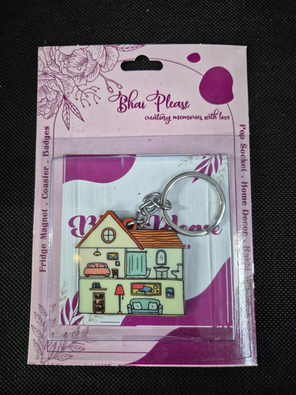 House Wooden Keychain