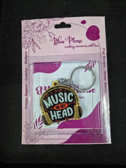 Music in my head Wooden Keychain