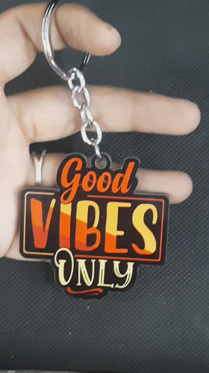 Good Vibes Wooden Keychain