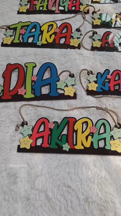 Star Theme Kids Name Personalized Wooden Wall Hanging