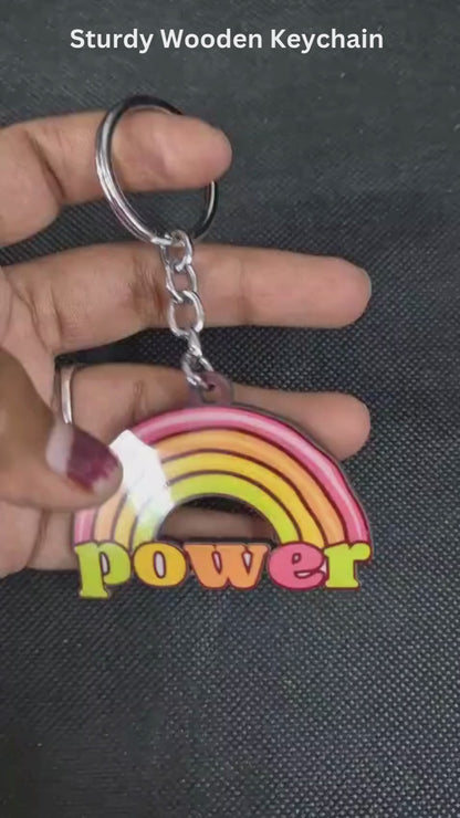 Power Wooden Keychain