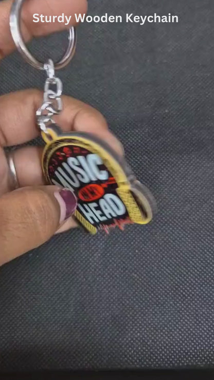 Music in my head Wooden Keychain