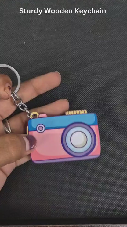 Camera Wooden Keychain