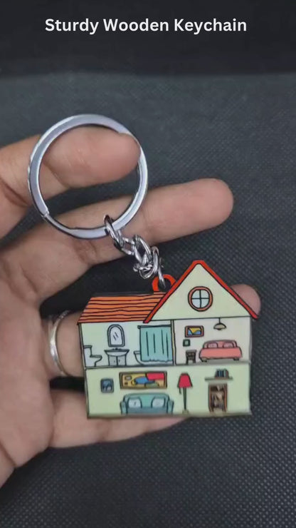 House Wooden Keychain