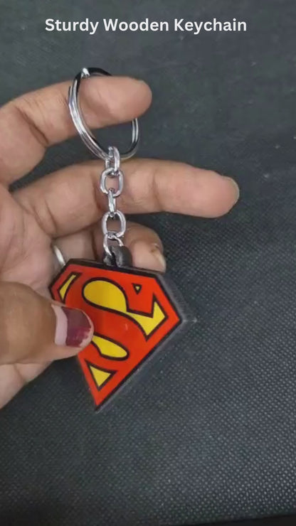 Superman Wooden Keychain