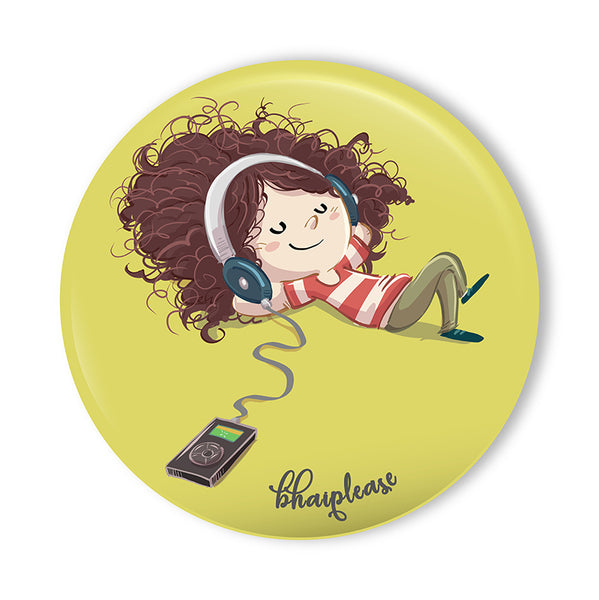 Listening  music Pin Badge