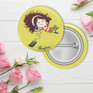 Listening  music Pin Badge