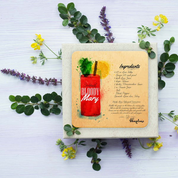 Bloody Mary (Yellow) Wooden Coaster