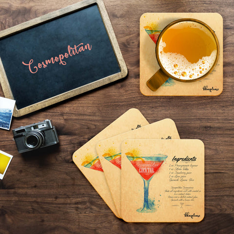 Cosmopolitan (Yellow) Wooden Coaster