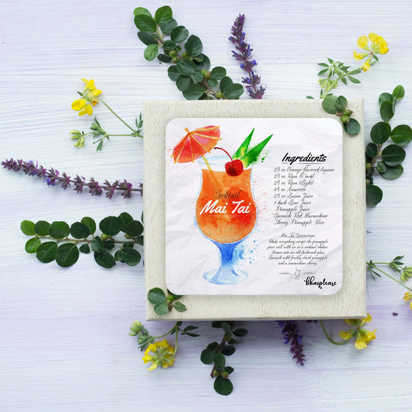 Mai Tai (White) Wooden Coaster