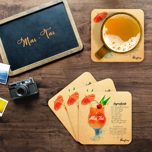 Mai Tai (Yellow) Wooden Coaster