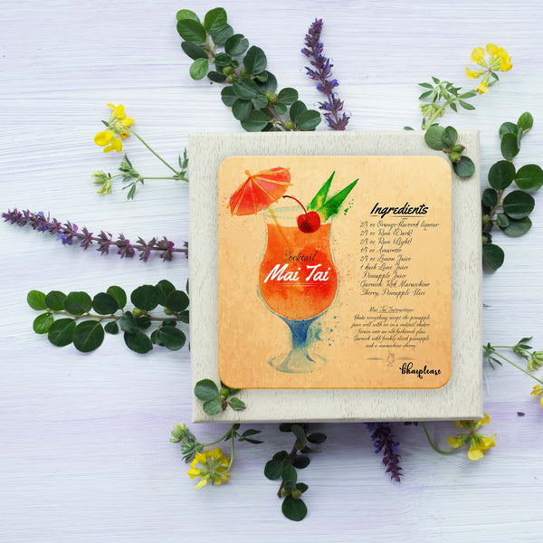Mai Tai (Yellow) Wooden Coaster