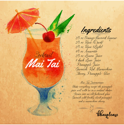 Mai Tai (Yellow) Wooden Coaster