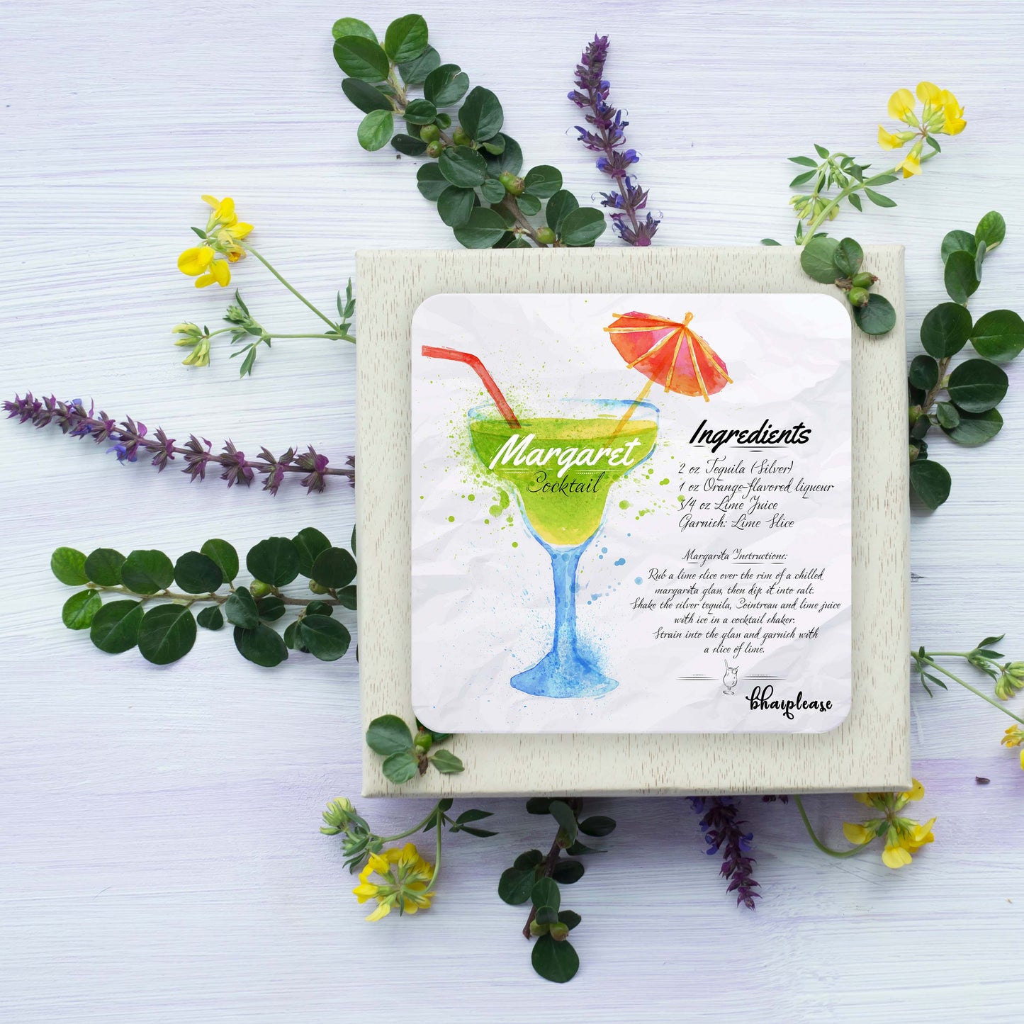 Margarita (White) Wooden Coaster
