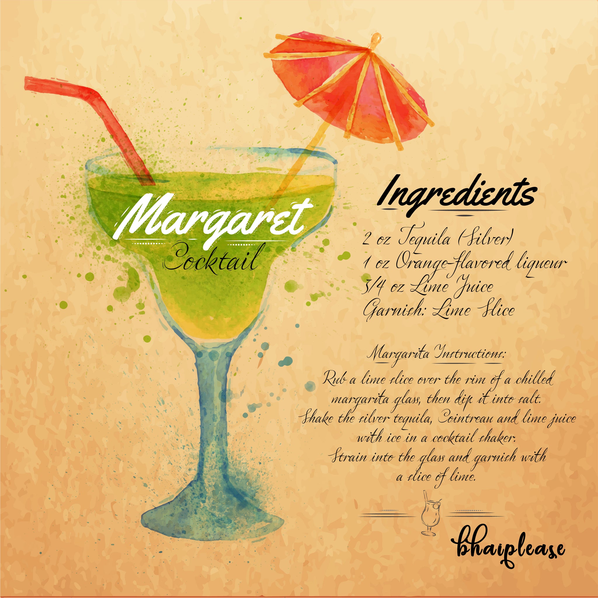 Margarita (Yellow) Wooden Coaster