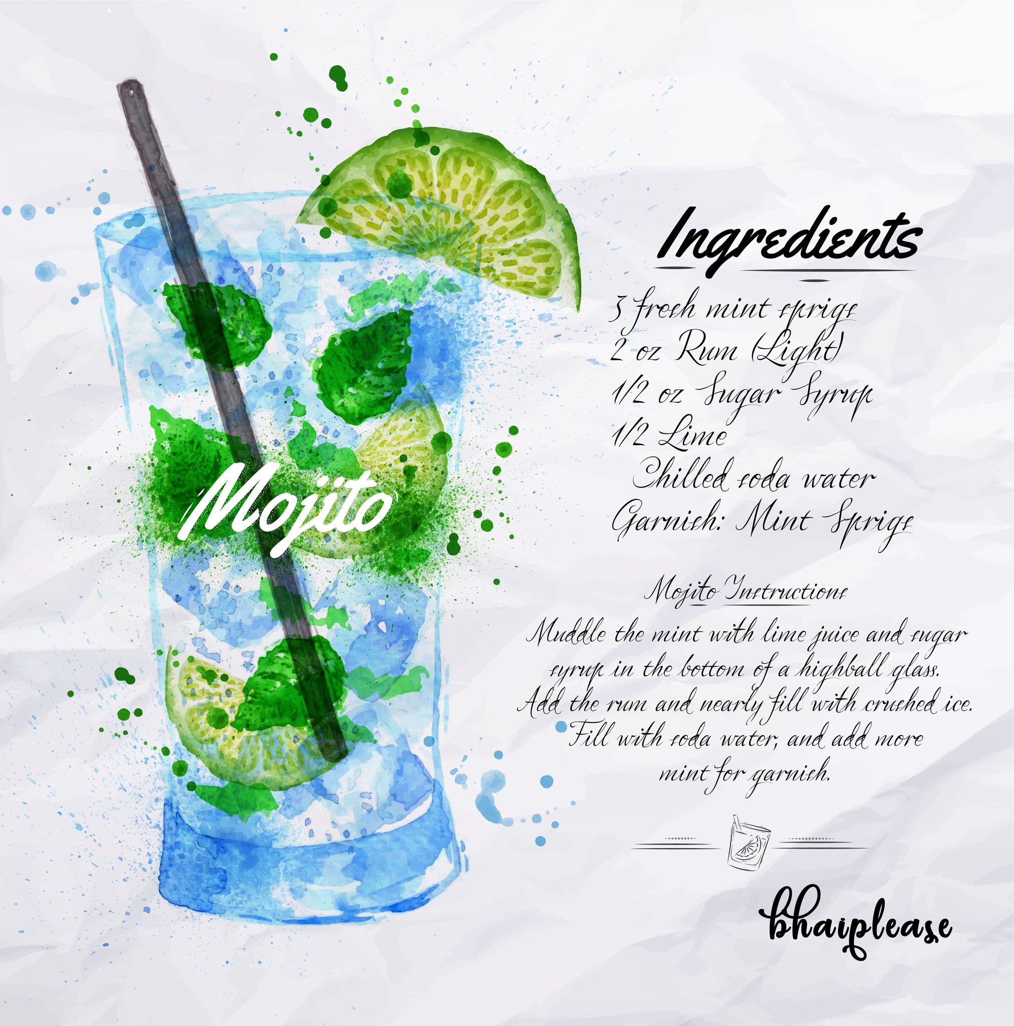 Mojito (White) Wooden Coaster