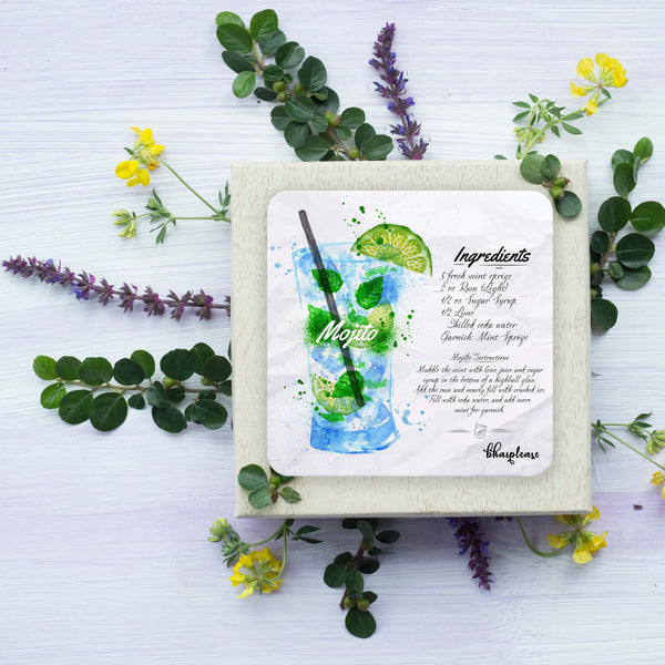 Mojito (White) Wooden Coaster