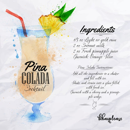 Pina Colada (White) Wooden Coaster