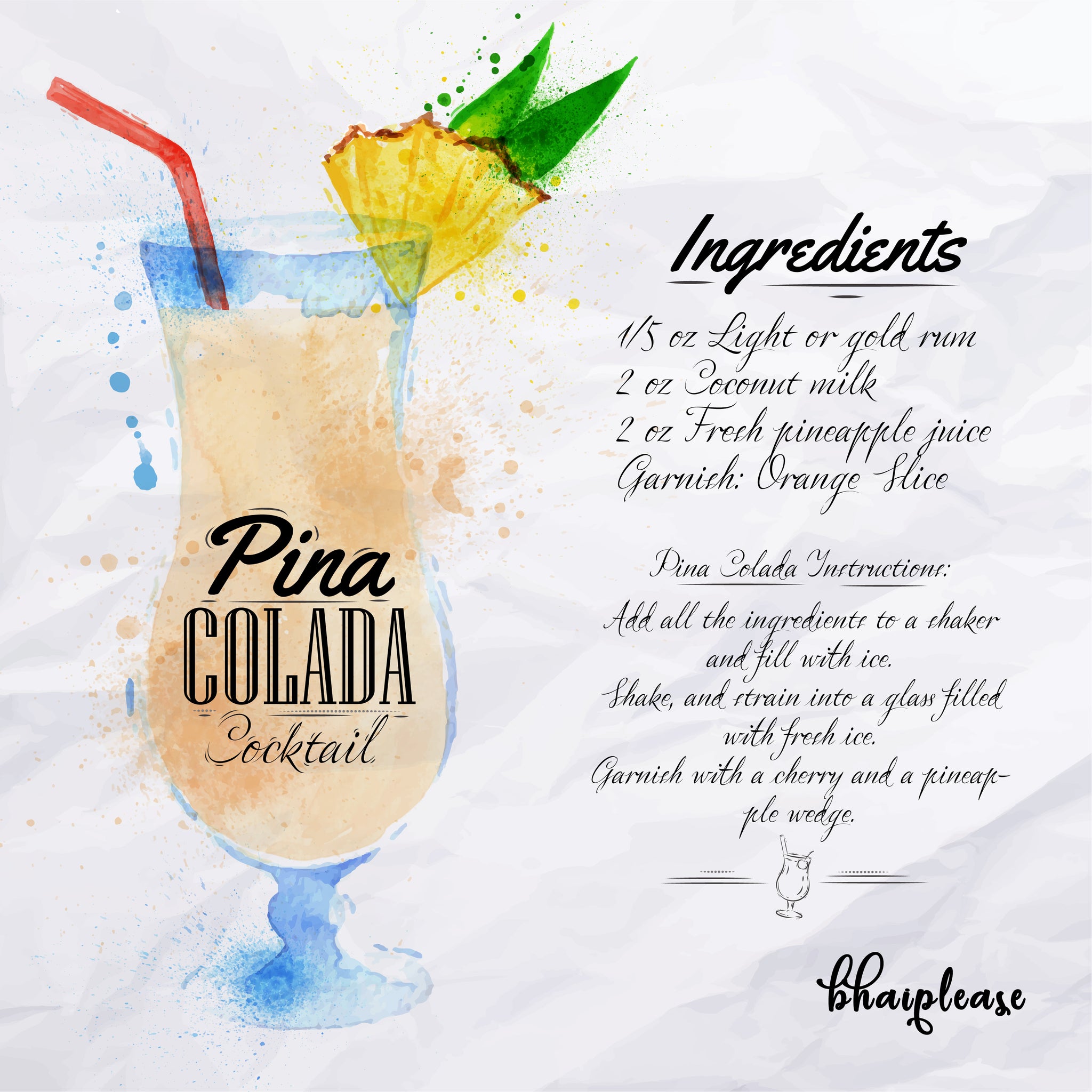 Pina Colada (White) Wooden Coaster