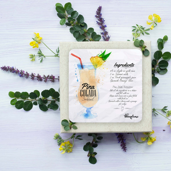 Pina Colada (White) Wooden Coaster