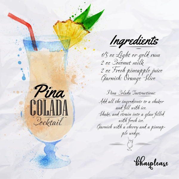Pina Colada (White) Wooden Coaster
