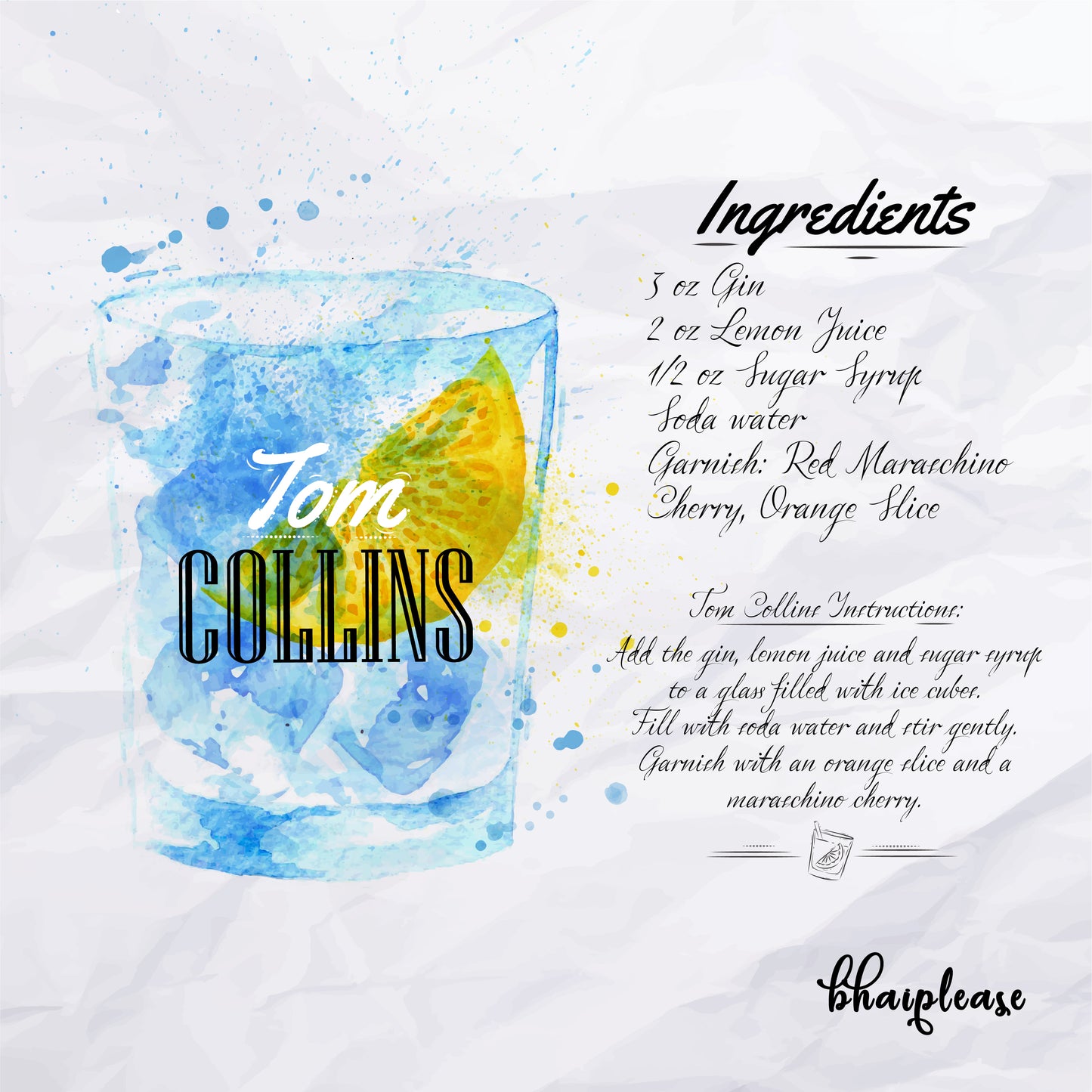 Tom Collins (White) Wooden Coaster