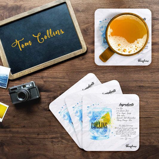 Tom Collins (White) Wooden Coaster