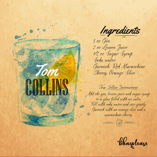 Tom Collins (Yellow) Wooden Coaster