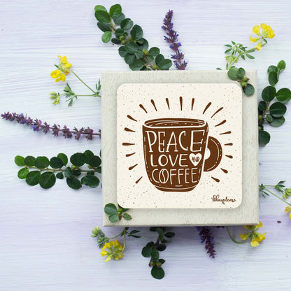 Peace Love Coffee Wooden Coaster