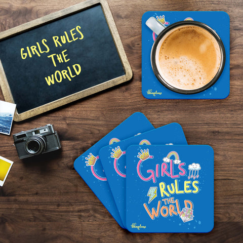 Girls rules the world Wooden Coaster