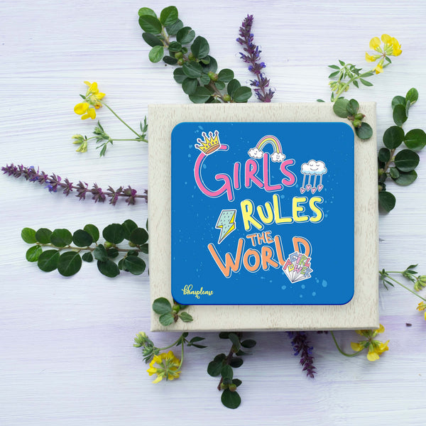 Girls rules the world Wooden Coaster