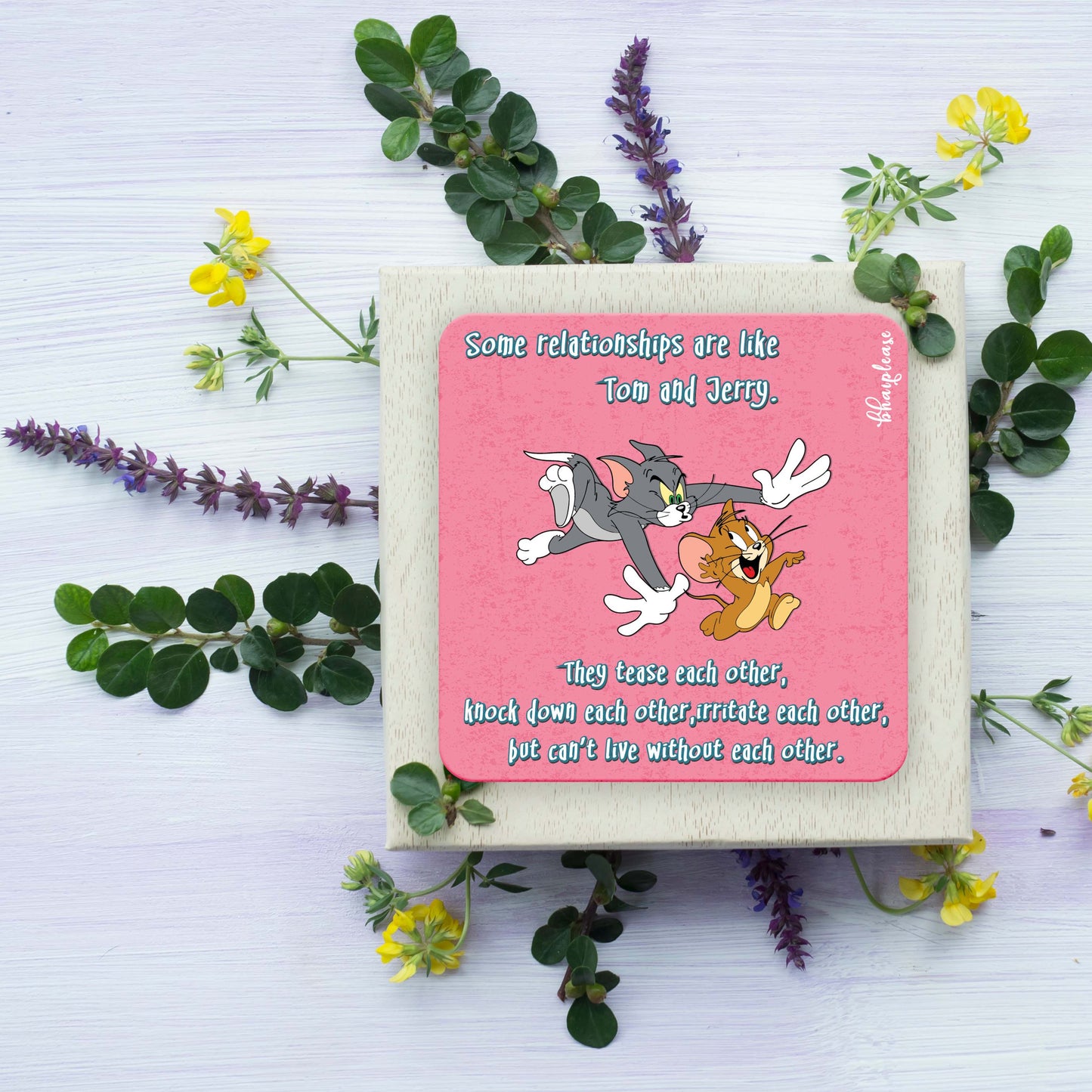 Tom and Jerry Wooden Coaster