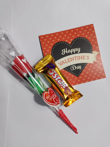 Valentine Hamper - 10 products (Personalised Fridge Magnet , Desk Frame, Coaster , Pin , Badge , Keychain , Pop Holder, Card, Chocolate and Rose)