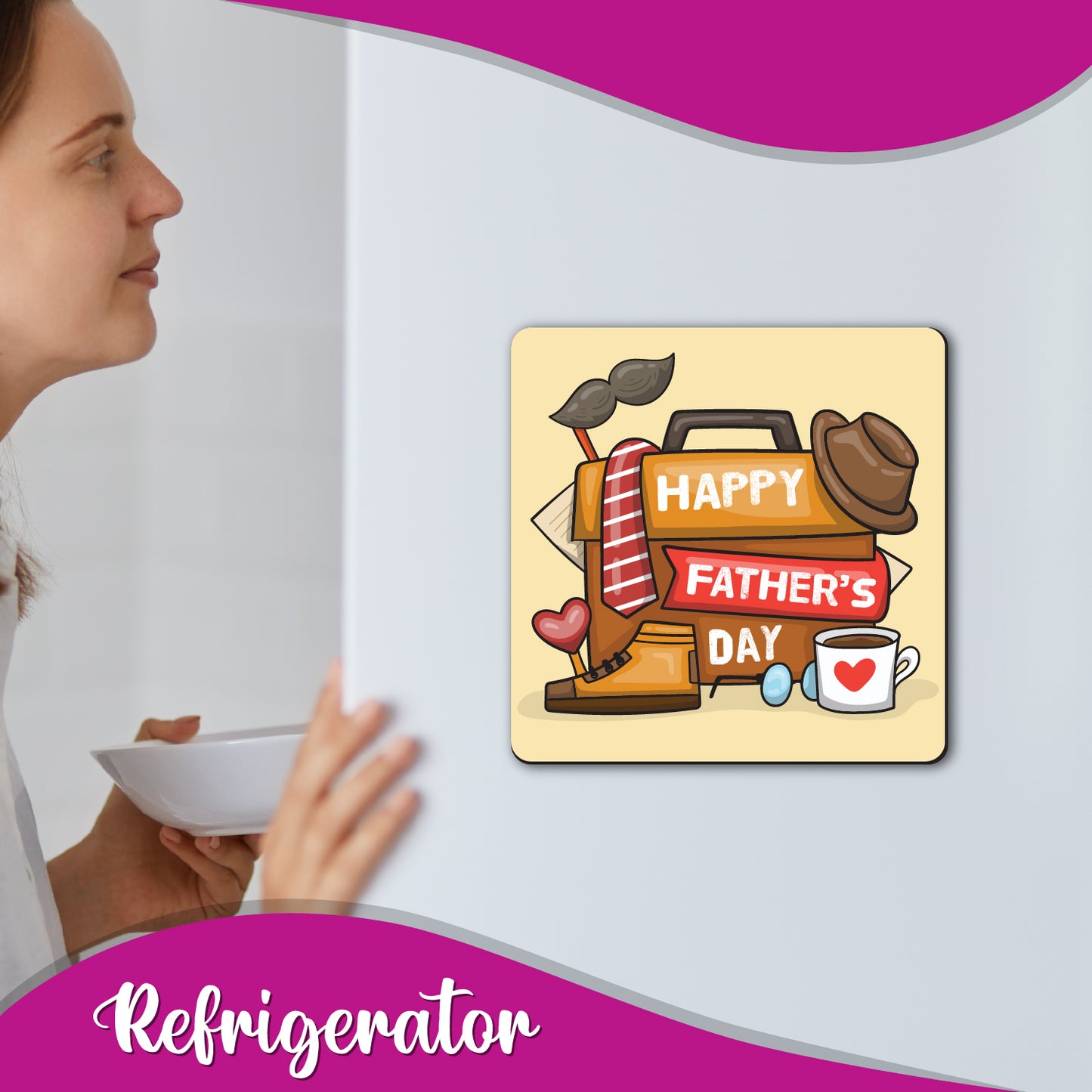 Happy Fathers Day Wooden Fridge / Refrigerator Magnet