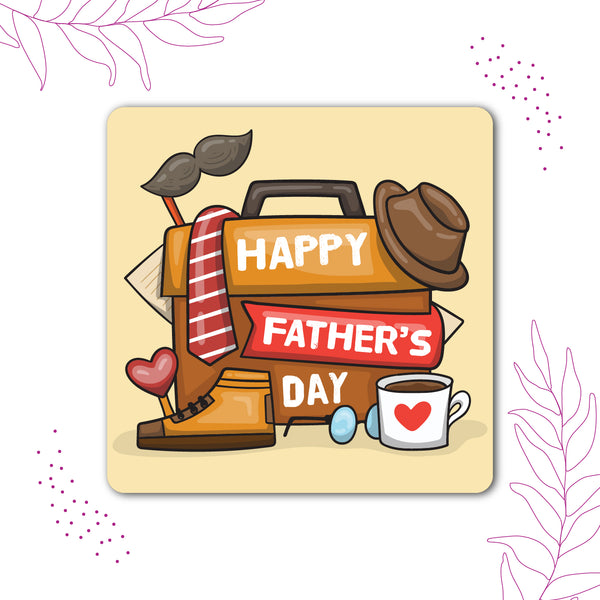 Happy Fathers Day Wooden Fridge / Refrigerator Magnet