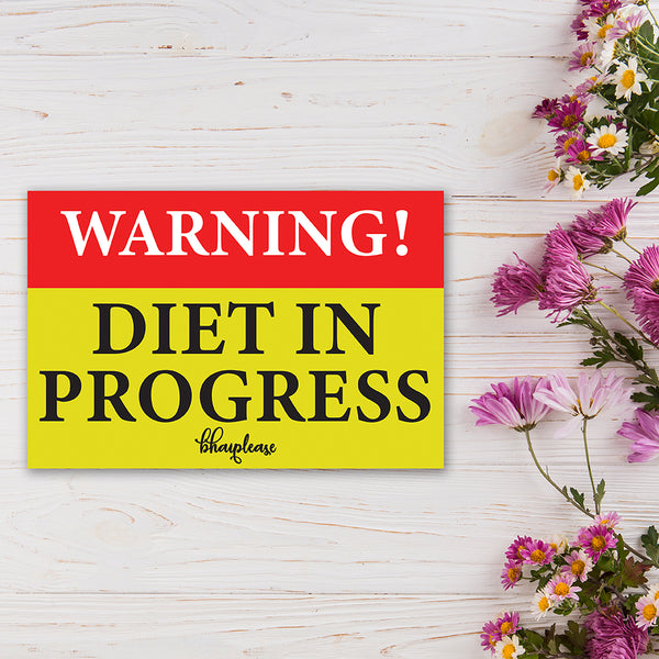 Warning Diet in Progress Wooden Fridge / Refrigerator Magnet
